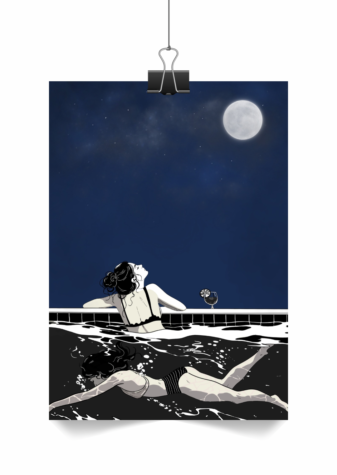 Sous l’eau.